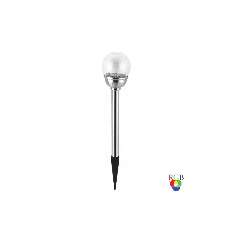 Lampa solara LED sfera inox sticla H 30 cm D 8 cm