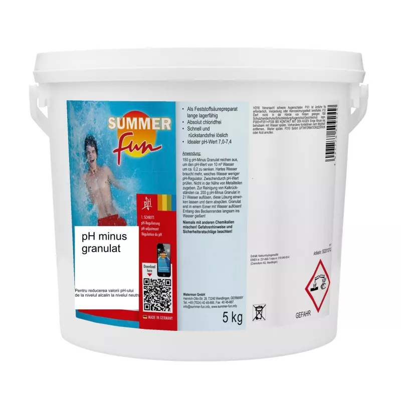 PH minus granulat Summer Fun, pentru apa piscina, 5 kg