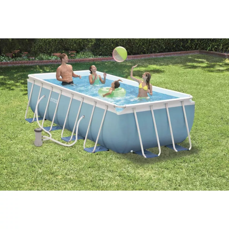 Piscina Cadru Metalic Intex Prism Frame, Dreptunghiulara, Sistem de filtrare inclus 400 x 200 x 100cm