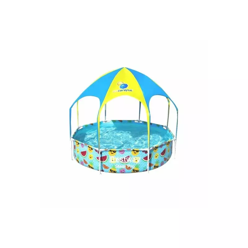 Piscina Cadru Metalic Bestway 244x51 cm,  Rotunda, cu pavilion