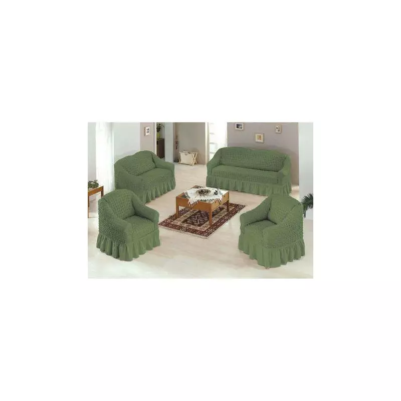 Set 4 huse 3211, pentru canapea 3 locuri, canapea 2 locuri si 2 fotolii Verde - HSE09
