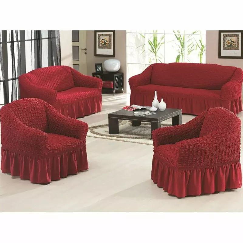 Set 4 huse 3211, pentru canapea 3 locuri, canapea 2 locuri si 2 fotolii Bordo- HSE08