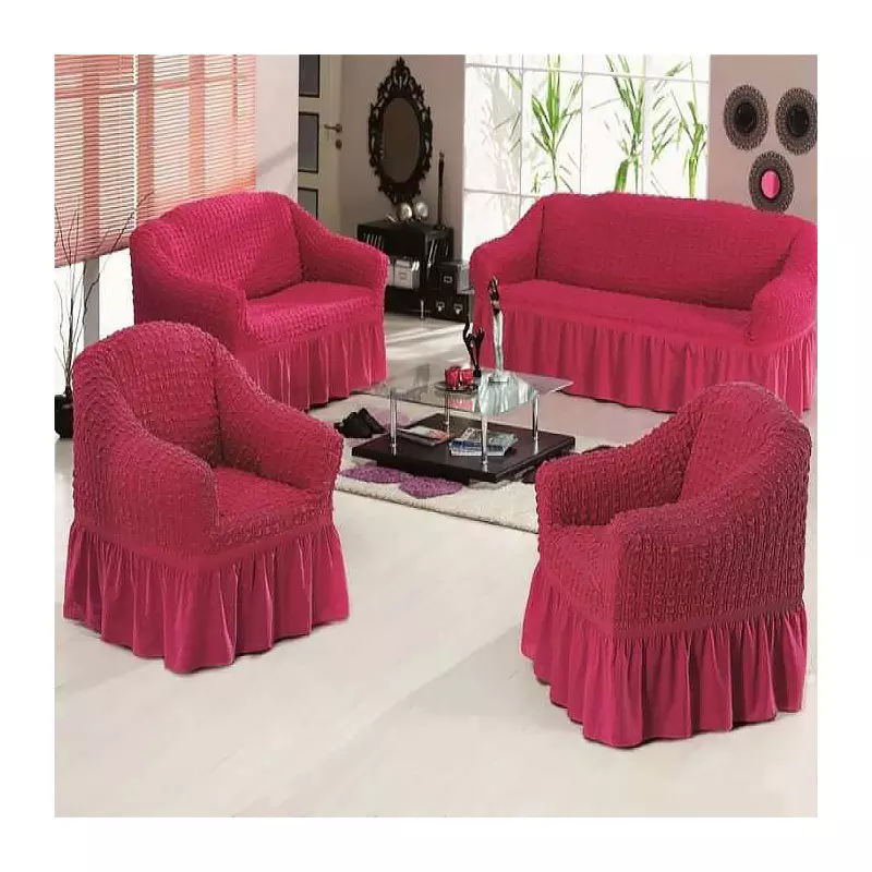 Set 4 huse 3211, pentru canapea 3 locuri, canapea 2 locuri si 2 fotolii Fuchsia - HSE06
