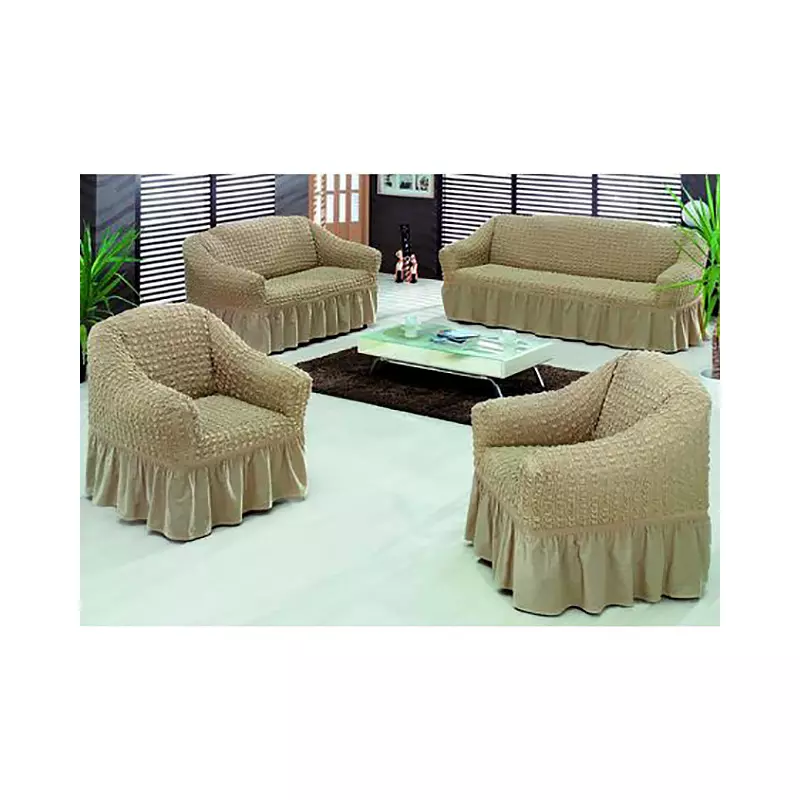 Set 4 huse 3211, pentru canapea 3 locuri, canapea 2 locuri si 2 fotolii Bej - HSE03
