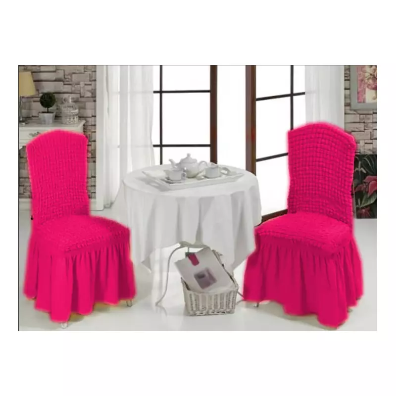 Set 6 huse scaune cu volane din bumbac elasticizat - HEP92