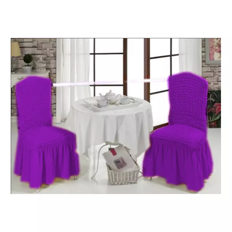 Set 6 huse scaune cu volane din bumbac elasticizat - HEP82