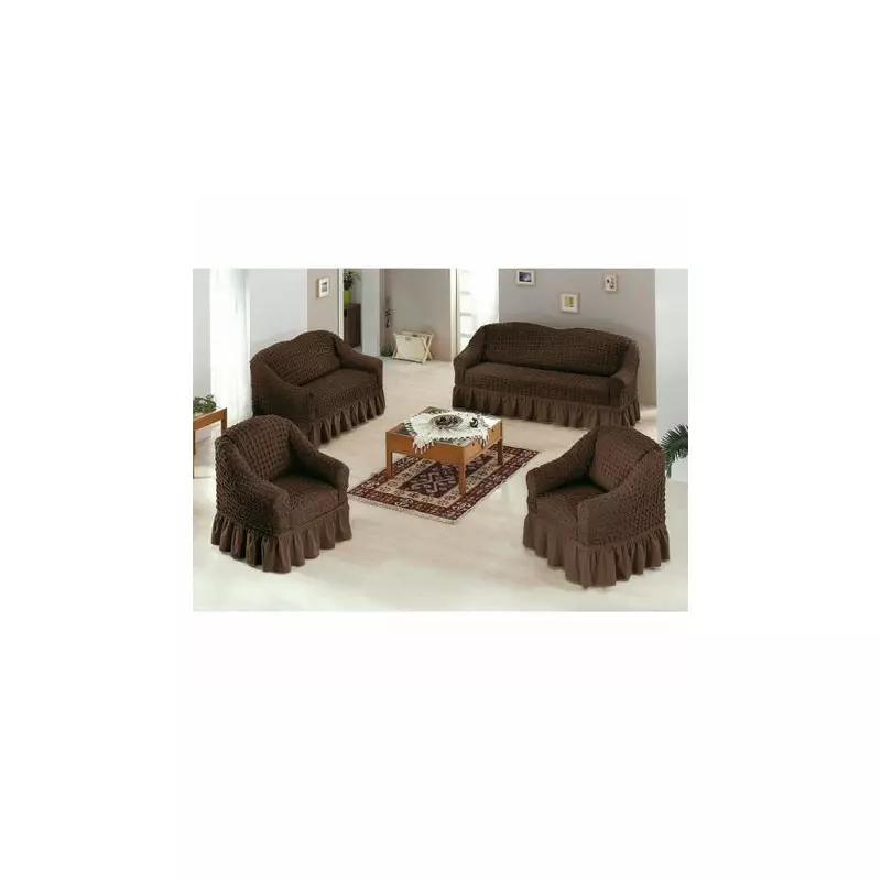 Set huse 3211, pentru canapea 3 locuri, canapea 2 locuri si 2 fotolii, maro- H3212