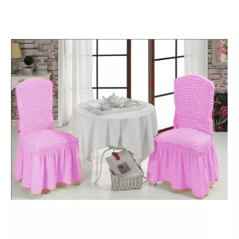 Set 6 huse scaune cu volane din bumbac elasticizat - HEP93