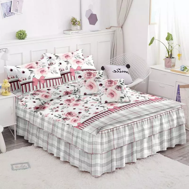 Lenjerie de Lux cu Volanase pentru pat dublu din Bumbac FINET Gros - CLV05