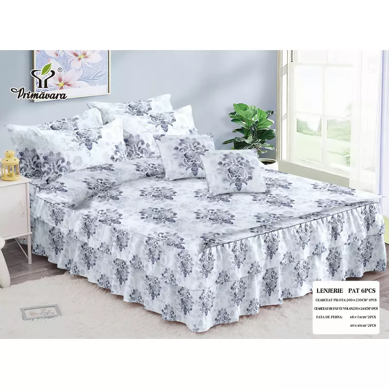 Lenjerie de Lux cu Volanase pentru pat dublu din Bumbac FINET Gros - CLV31