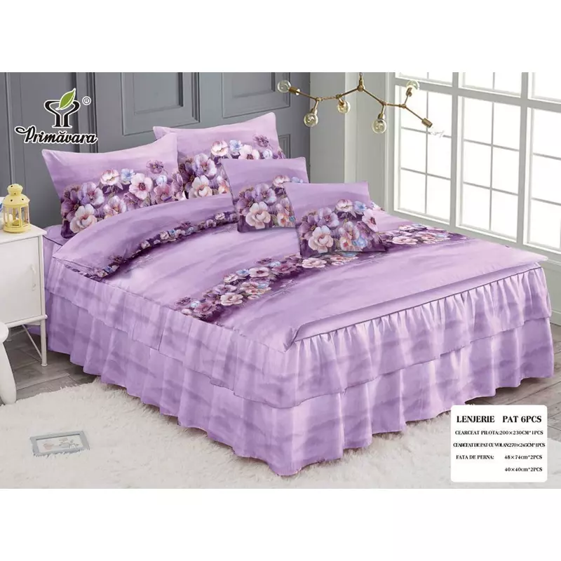 Lenjerie de Lux cu Volanase pentru pat dublu din Bumbac FINET Gros - CLV35