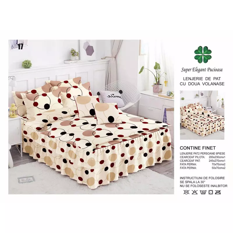 Lenjerie De Pat Finet Casa De Lux 10 Lenjerie de Lux cu Volanase pentru pat dublu din Bumbac FINET Gros - VLR44