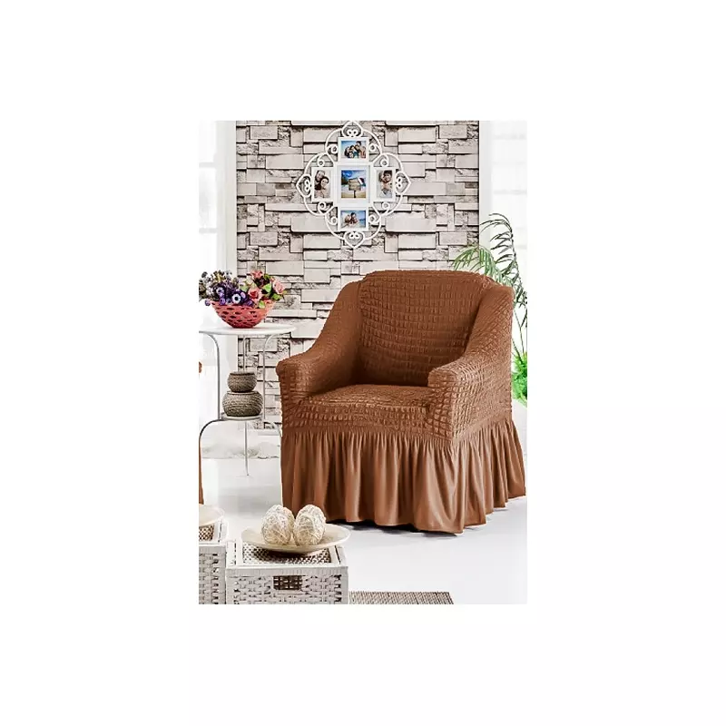 Set 2 huse pentru fotoliu din bumbac elasticizat coniac - HEP67