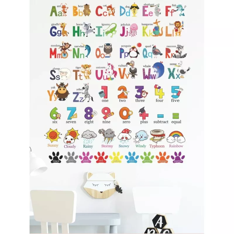 Sticker perete autocolant alfabet animale 73x80cm