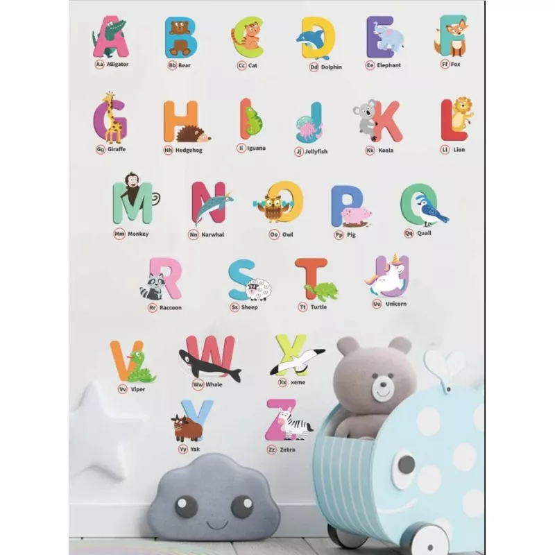Sticker perete autocolant alfabet cu animale