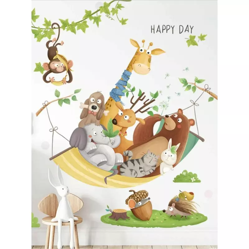 Sticker perete autocolant animale 60x90cm - happy day