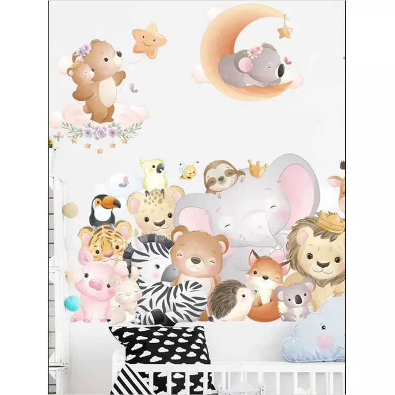 Sticker perete autocolant animale - luna si stele
