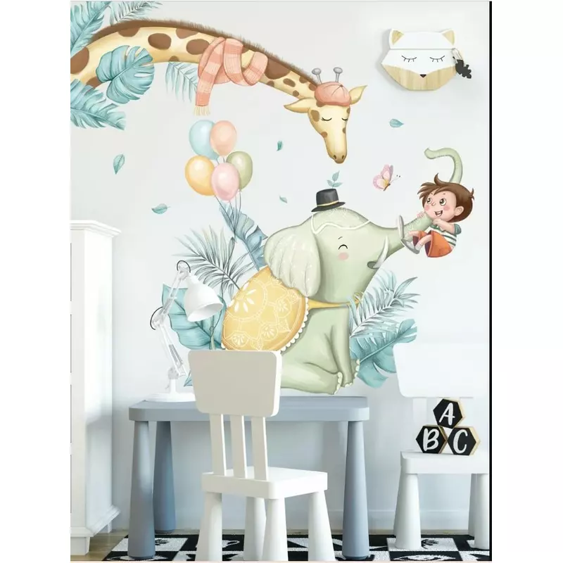 Sticker perete autocolant girafa si elefantul