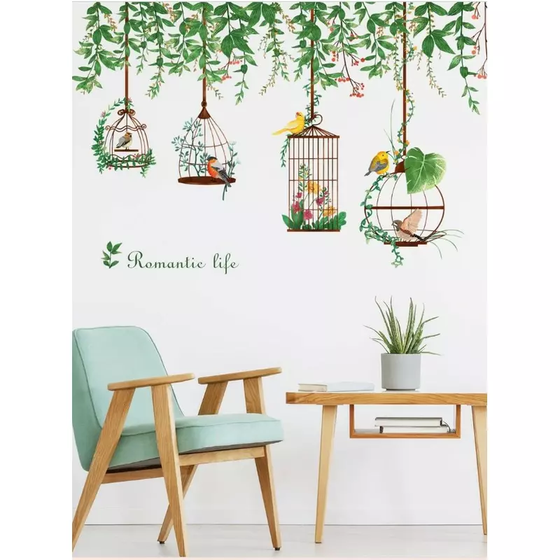 Sticker Perete Autocolant Pasari in Colivie 62x95cm