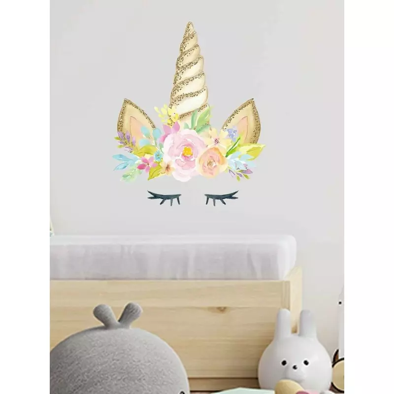 Sticker Perete Autocolant Unicorn si Flori 47x57cm