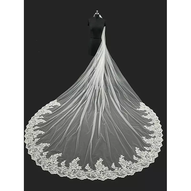 Voal Mireasa Floral, 300x350cm, Bej - 20310