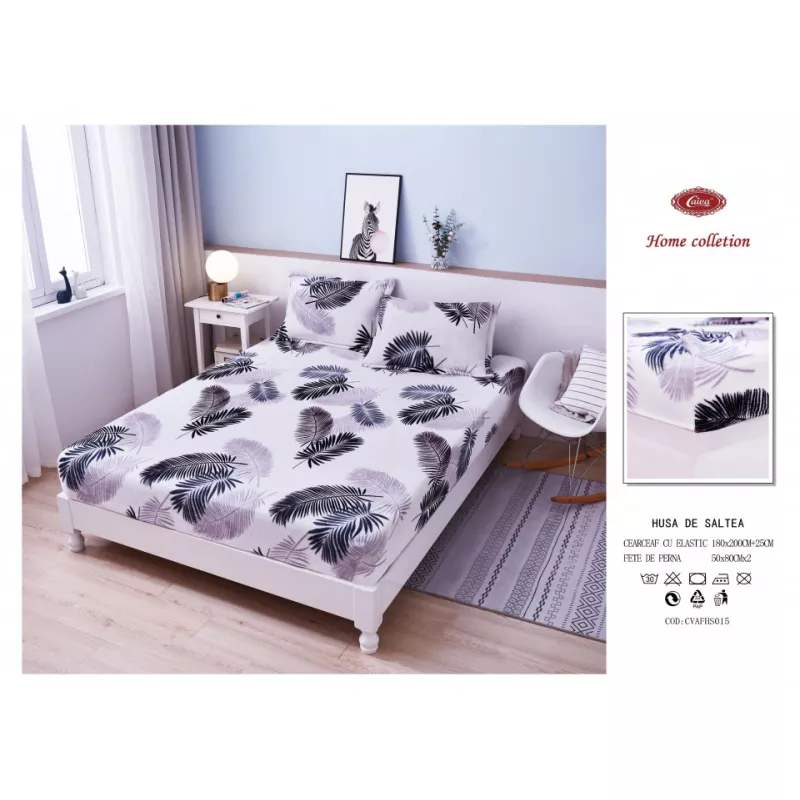 Husa de pat cocolino cu elastic + 2 fete de perna pentru pat dublu - fhs0015
