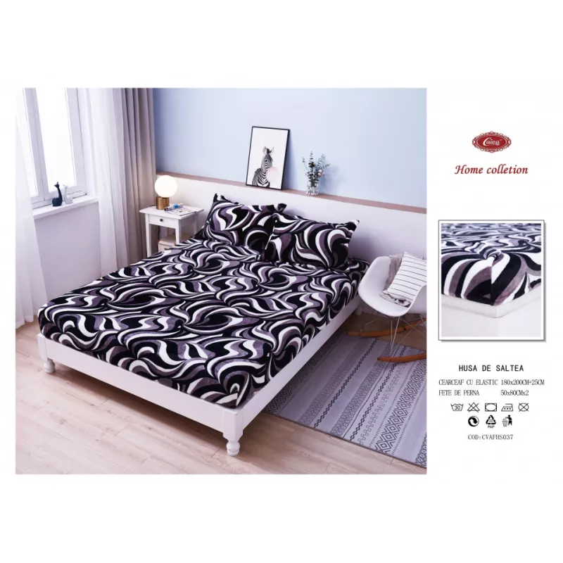 Husa de pat cocolino cu elastic + 2 fete de perna pentru pat dublu - fhs0037