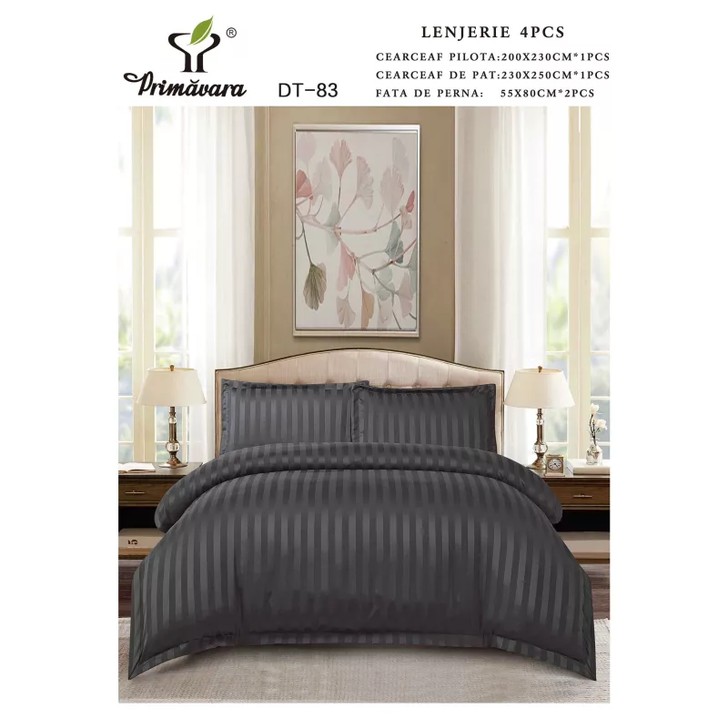 Lenjerie de pat dublu - 100% bumbac damasc 4 piese - lj61