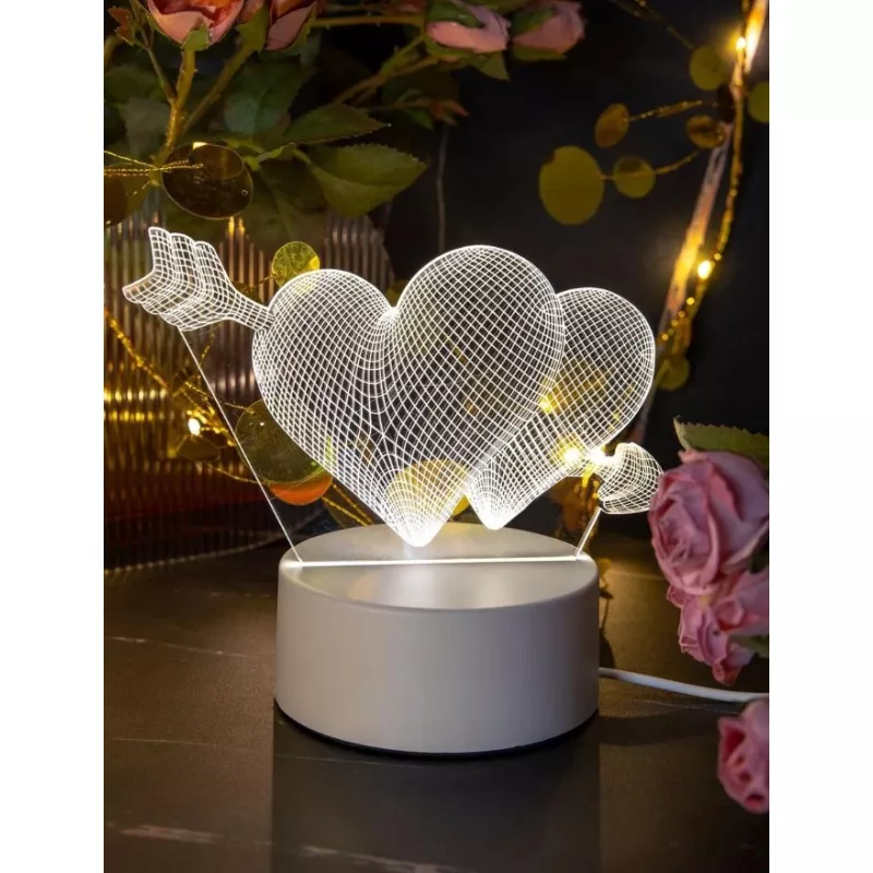 Lampa decorativa 3d inimi cu sageata - 10x17cm