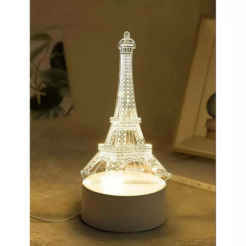 Lampa Decorativa 3D Turnul Eiffel 3 Culori - 11x17cm