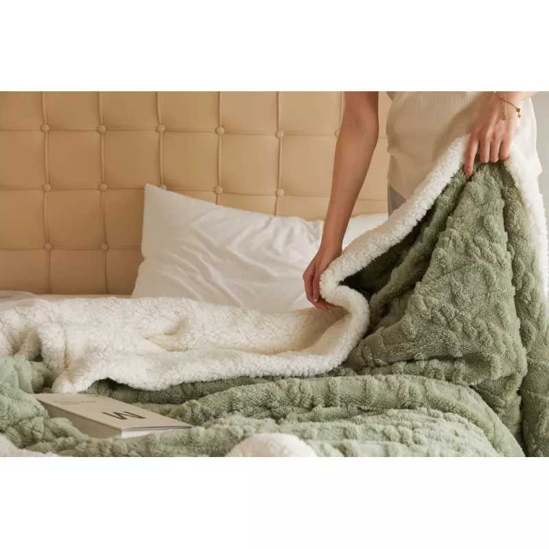 Patura Cocolino cu Blanita Pentru Pat Dublu, Verde - JO635
