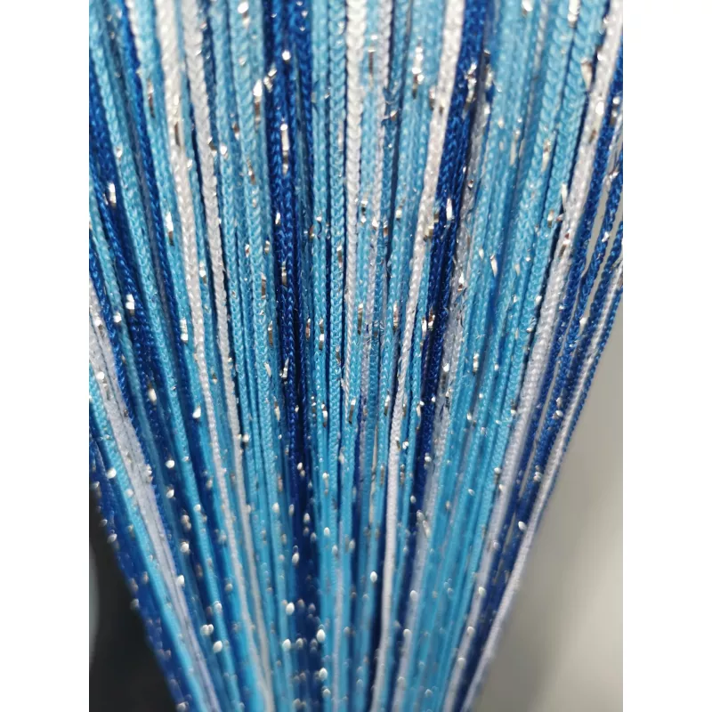Perdea franjuri alb,bleu,albastru COL15