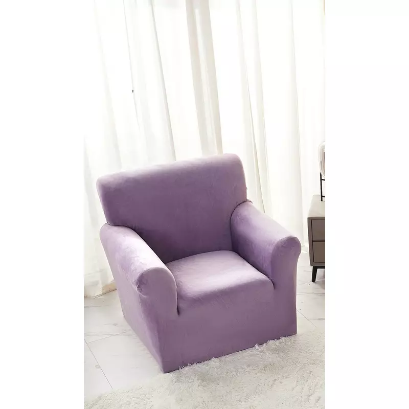 Husa Elastica pentru Fotoliu din Catifea + Fata de Perna, Lila - JO681