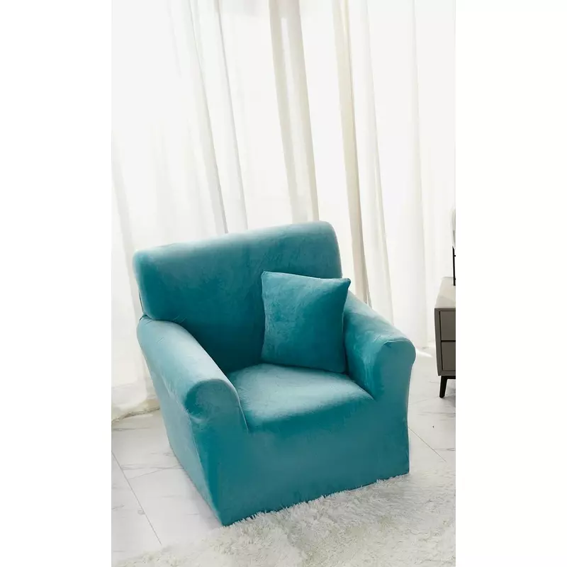 Husa Elastica pentru Fotoliu din Catifea + Fata de Perna, Trucoaz - JO683