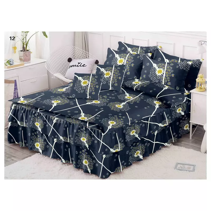 Lenjerie de Lux cu Volanase pentru pat dublu din Bumbac FINET-LJ833