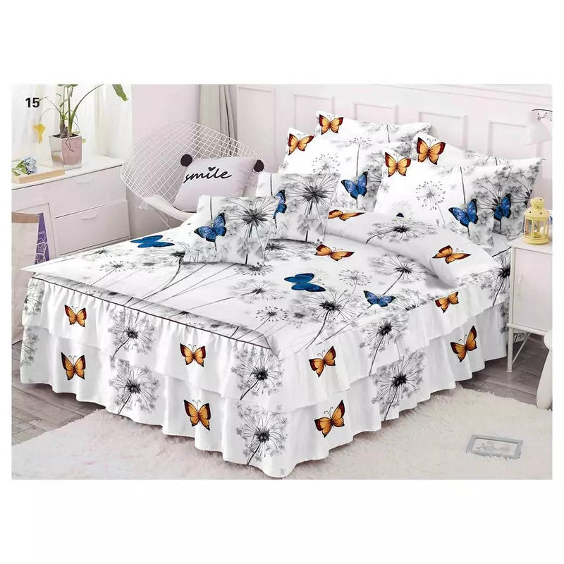 Lenjerie de Lux cu Volanase pentru pat dublu din Bumbac FINET-LJ835