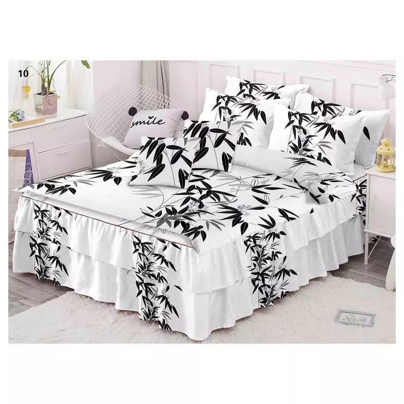 Lenjerie de Lux cu Volanase pentru pat dublu din Bumbac FINET-LJ836