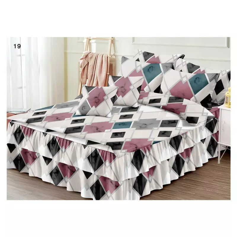 Lenjerie de Lux cu Volanase pentru pat dublu din Bumbac FINET-LJ839