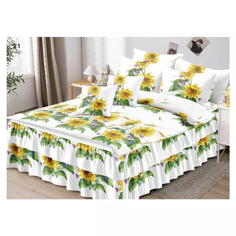 Lenjerie de Lux cu Volanase pentru pat dublu din Bumbac FINET-LJ846