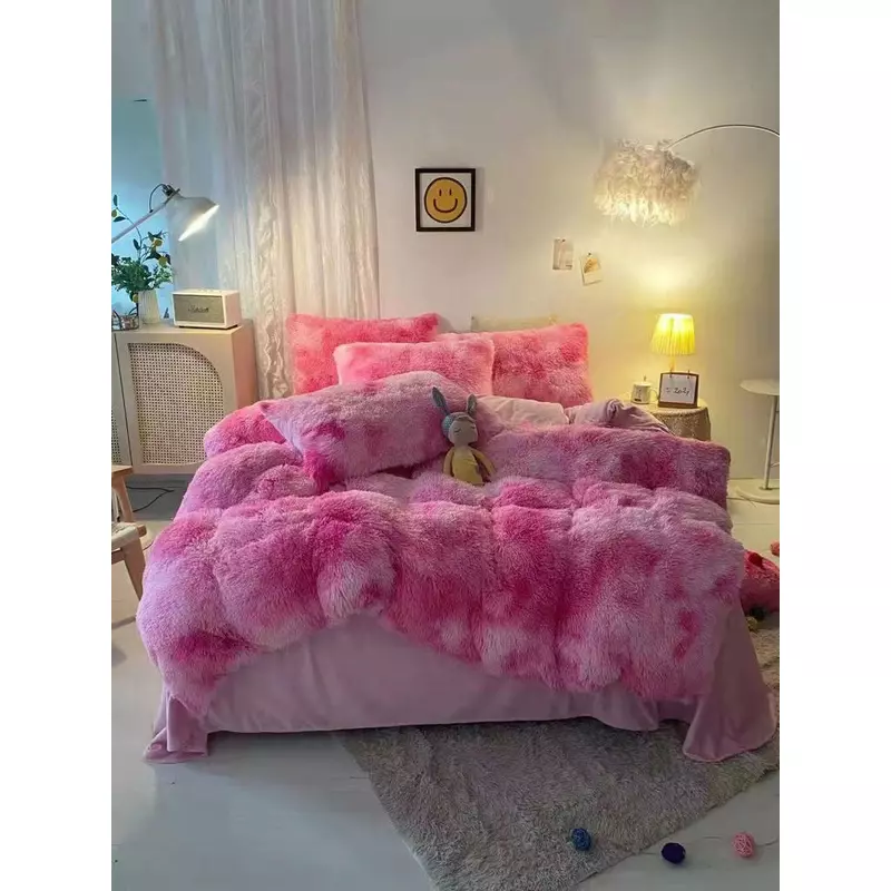 Lenjerie Fluffy Super Pufoasa 6 Piese, Roz Pestrit -  ION66