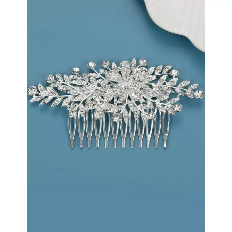 Pieptene de Par Mireasa cu Strasuri - tip Floare - 6 x 11 cm-38170