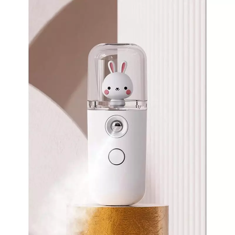 Umidificator Camera Portabil cu Iepuras Alb - Reincarcabil - 3 x 10 cm