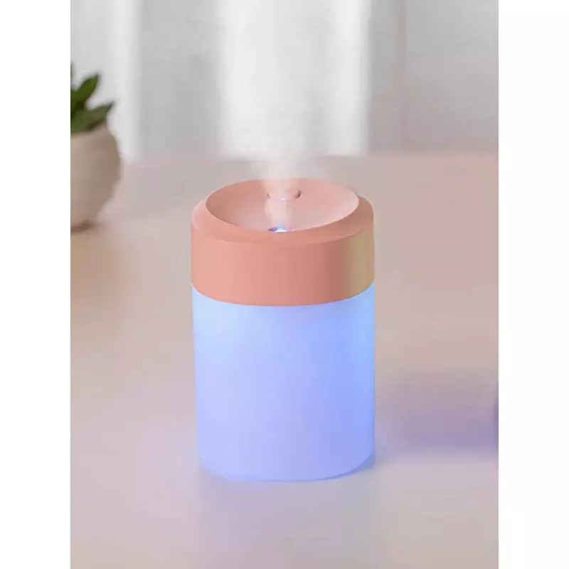 Umidificator camera Mini - de birou - Cablu USB - Capac Roz - 7 x 9.5 cm