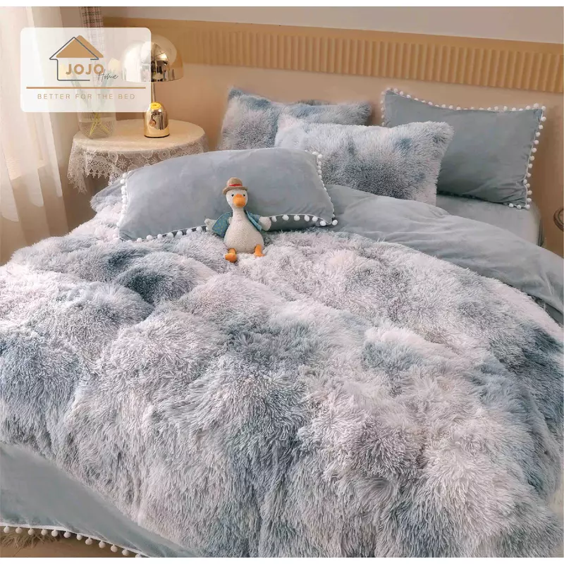 Lenjerie Fluffy Super Pufoasa 6 Piese, Gri Deschis Pestrit- JO480