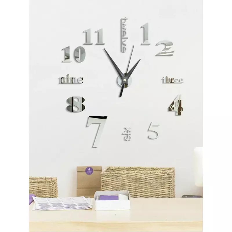 Ceas de perete 3D - Cifre si Litere Oglinda 35x35 cm