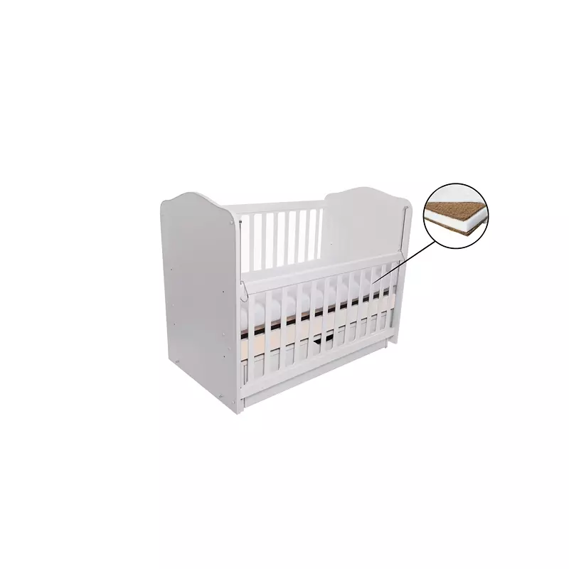 Patut Eurogloria Como Balansoar culisant - Alb cu Bej + Saltea Cocos 10 cm