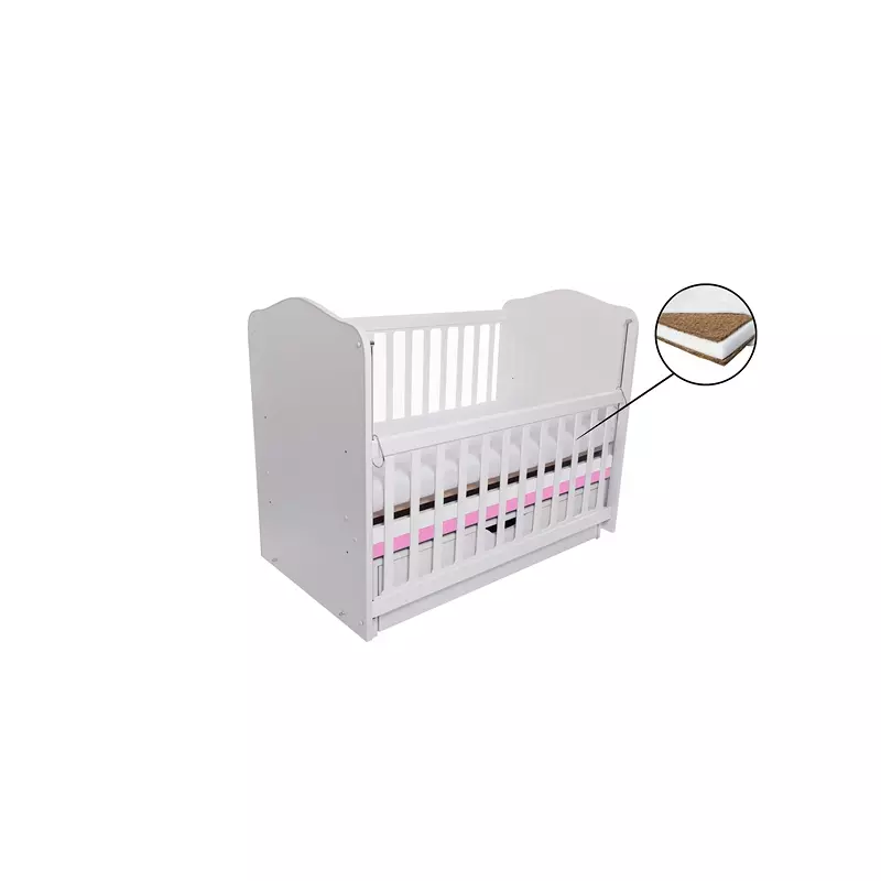 Patut Eurogloria Como Balansoar culisant - Alb cu Roz + Saltea Cocos 10 cm