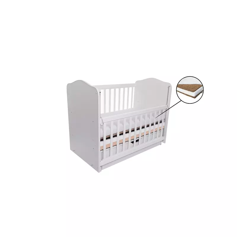 Patut Eurogloria Como Balansoar culisant - Alb cu Cappucino + Saltea Cocos 10 cm