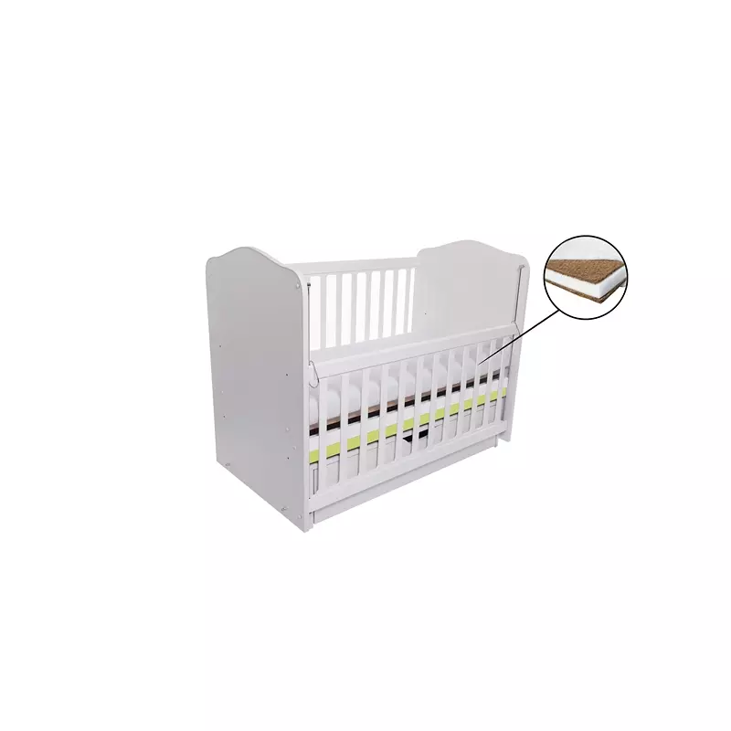 Patut Eurogloria Como Balansoar culisant - Alb cu Verde + Saltea Cocos 10 cm