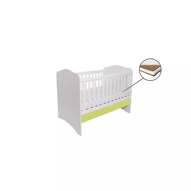 Patut Eurogloria Como fara sertar - Alb cu Verde + Saltea Cocos 10 cm
